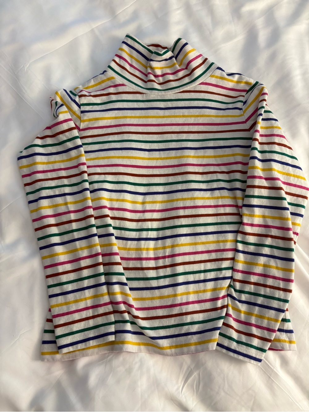 Kids Biden Long Sleeve Turtleneck Top - White Multi Stripe